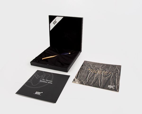 Montblanc Meisterstuck Ramses II - Penna stilografica in argento 925% placcato in oro 22 kt e lapislazzuli