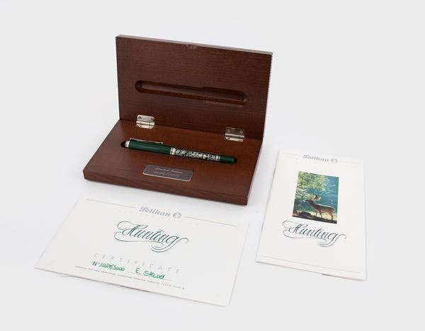 Pelikan Hunting - Penna stilografica in resina verde e argento 925/000