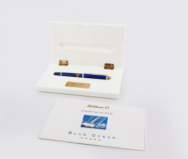 Pelikan Blue Ocean - Penna stilografica in resina blu e dettagli dorati