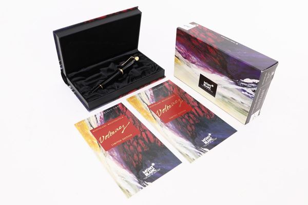 Montblanc Meisterstuck Voltaire - penna stilografica in vernice con particolari in argento 925 dorato