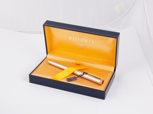 Waterman Ideal - Penna stilografica in argento massiccio 925% con particolari dorati