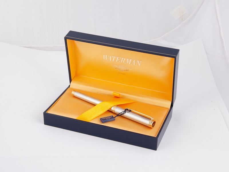 Waterman Ideal - Penna Stilografica in Argento Massiccio 925% con Particolari Dorati