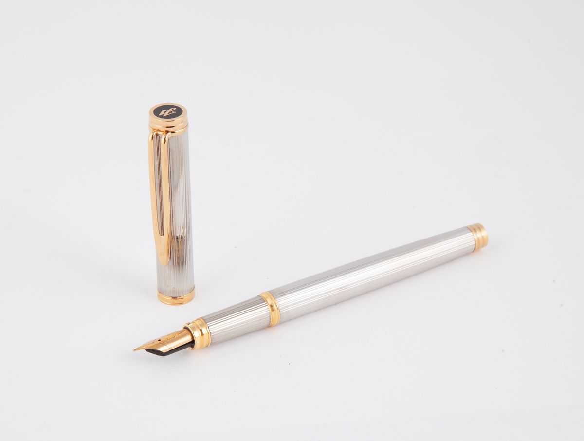 Waterman Ideal - Penna Stilografica in Argento Massiccio 925% con Particolari Dorati