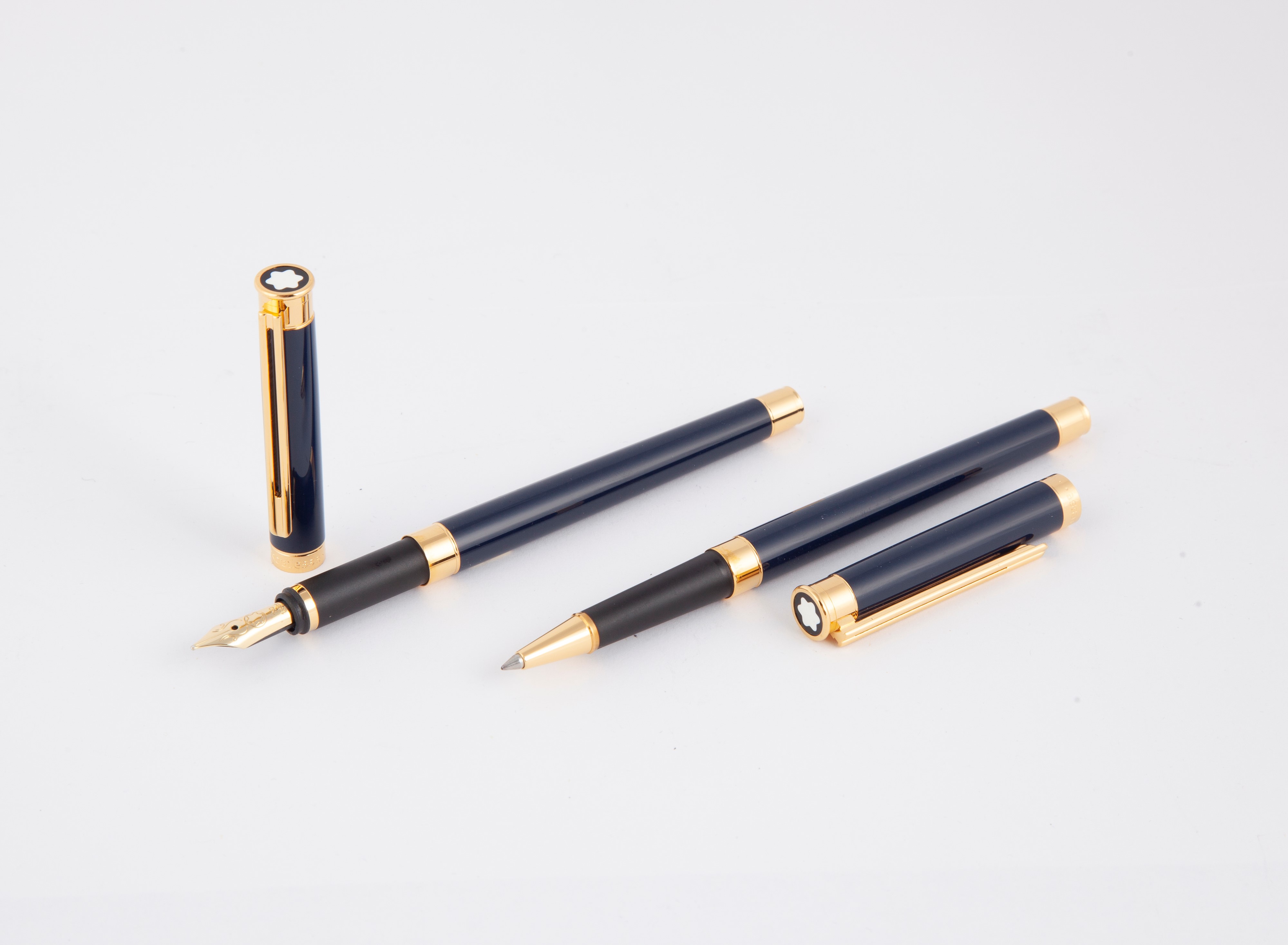 Montblanc Noblesse - Set Penna Stilografica e Roller in Metallo Smaltato Blu