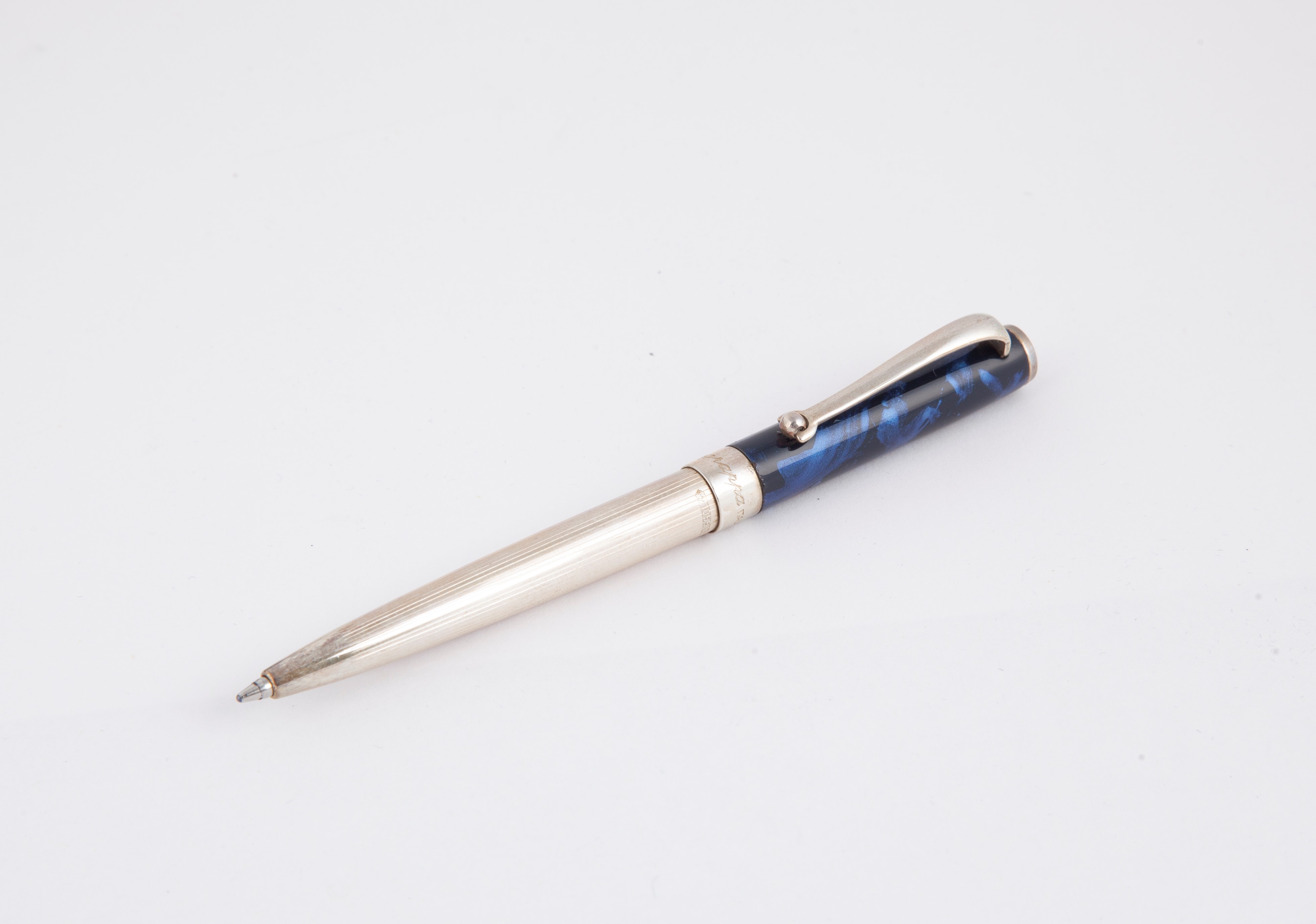 Montegrappa Personal Serie Mini- Penna a Sfera in Argento 925/000 e Vernice Blu