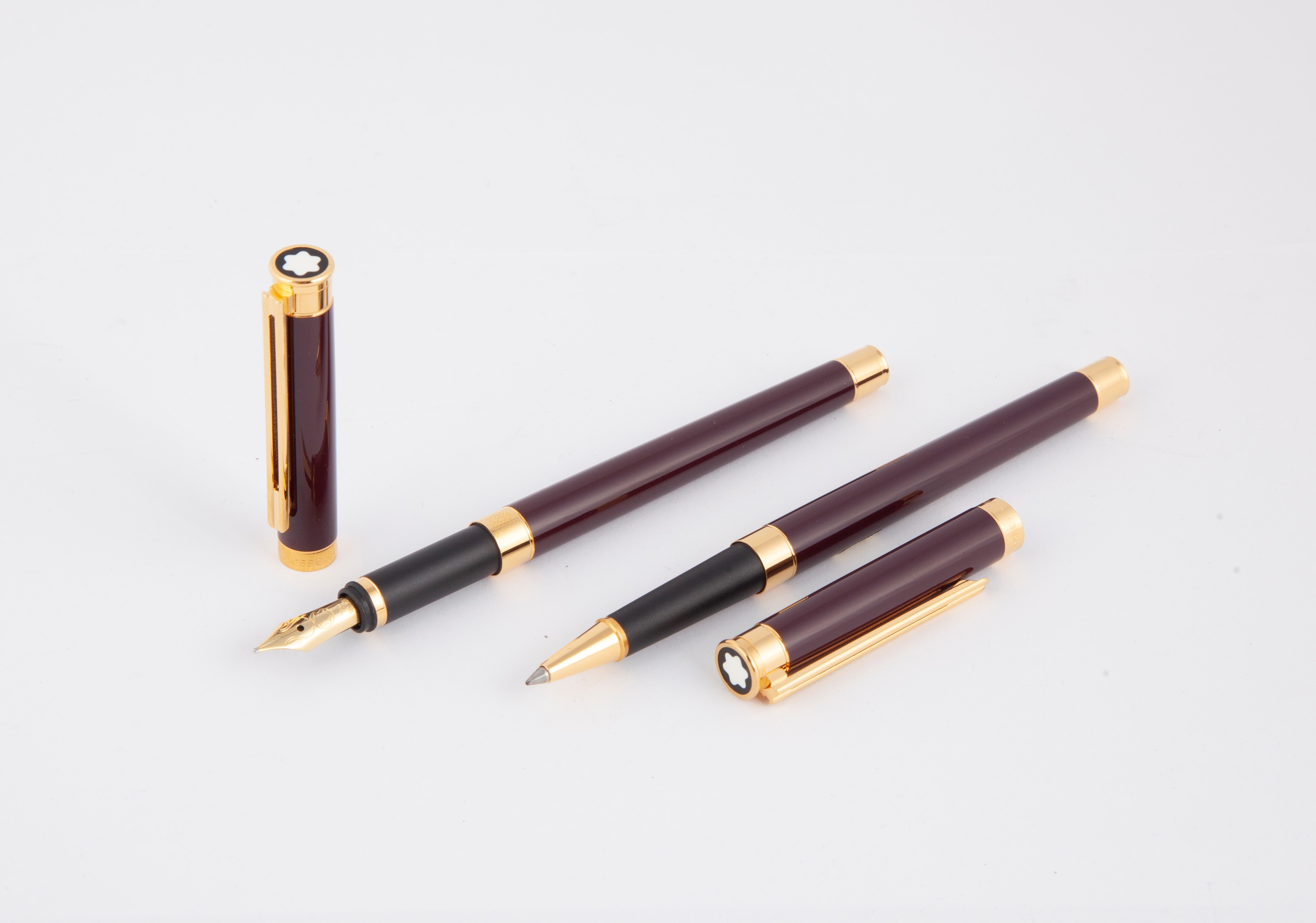Montblanc Noblesse - Set Penna Stilografica e Roller in Metallo Smaltato Bordeaux