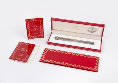 Cartier Must De Stylos - Penna a Sfera in Argento Massiccio 925/000 con Nodi Placcati in Oro a Pi...