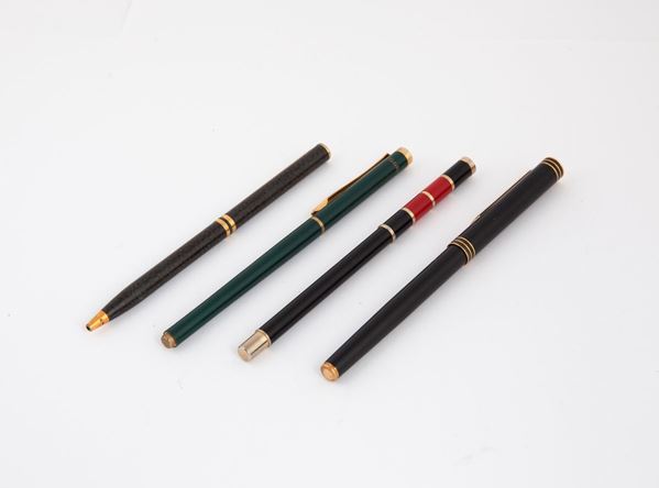 Lotto di 1 Roller Waterman; 1 Penna a sfera Waterman; 1 Pelikan Roller e 1 Roller in metallo e smalto