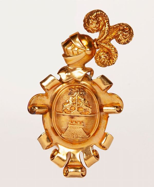 Spilla in oro con stemma araldico  - Asta Jewels - I - Casa d'Aste Arcadia