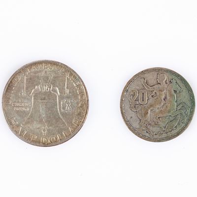 Lotto 2 Monete: Mezzo Dollaro 1961 Usa; 20 Dracme 1960 Grecia