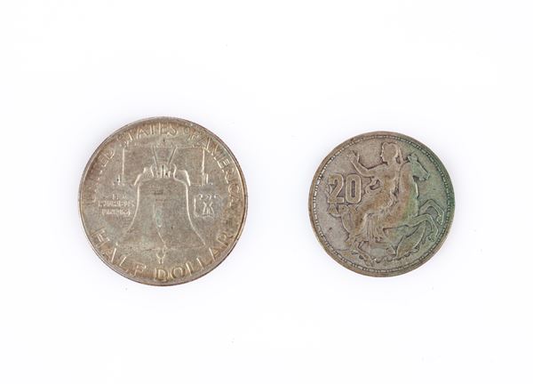 Lotto 2 Monete: Mezzo dollaro 1961 USA; 20 Dracme 1960 Grecia  - Asta Asta a Tempo - Numismatica - Casa d'Aste Arcadia