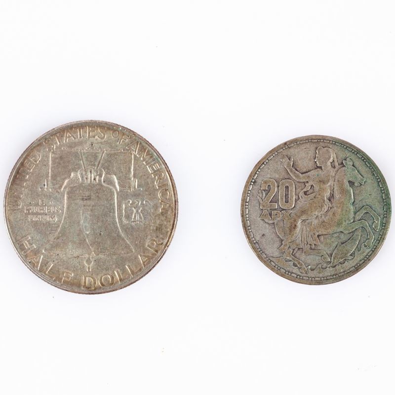 Lotto 2 Monete: Mezzo Dollaro 1961 Usa; 20 Dracme 1960 Grecia