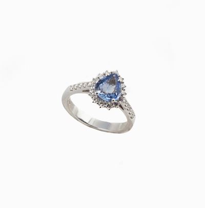 Anello a Goccia in con Zaffiro e Brillanti