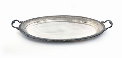 Vassoio Ovale in Argento con Manici