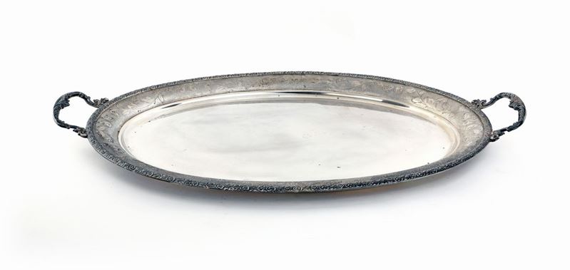 Vassoio Ovale in Argento con Manici