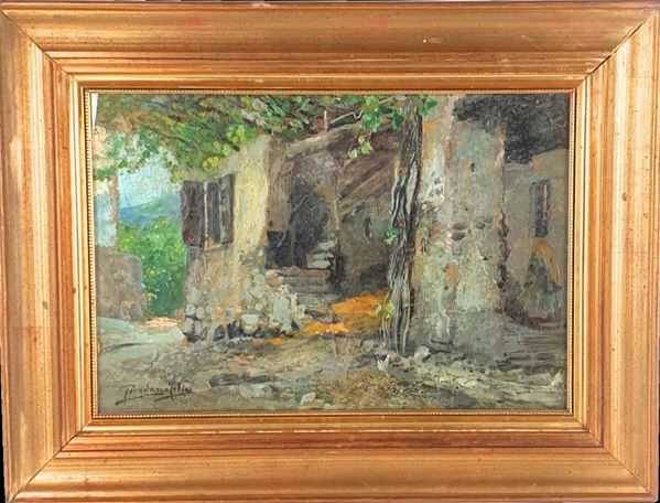 Felice Giordano - Veduta di cascina di campagna 