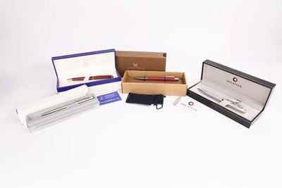 Waterman, Sheaffer, Parker, Campomarzio - Quattro Penne a Sfera in Acciaio, Metallo Smaltato e Le...