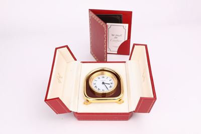 Le Must Cartier - Orologio da Tavolo/viaggio con Sveglia a Carica Manuale in Metallo Dorato e Sma...