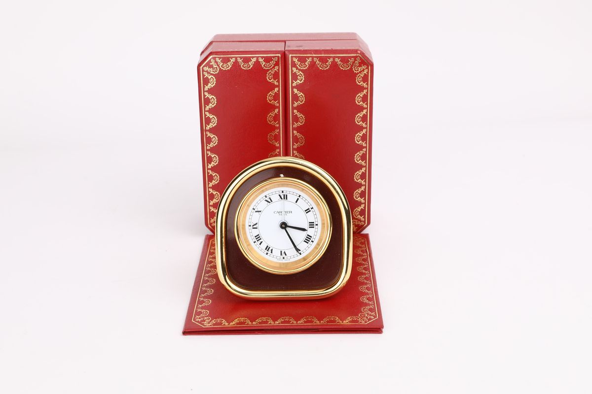 Le Must Cartier - Orologio da Tavolo/viaggio con Sveglia a Carica Manuale in Metallo Dorato e Sma...
