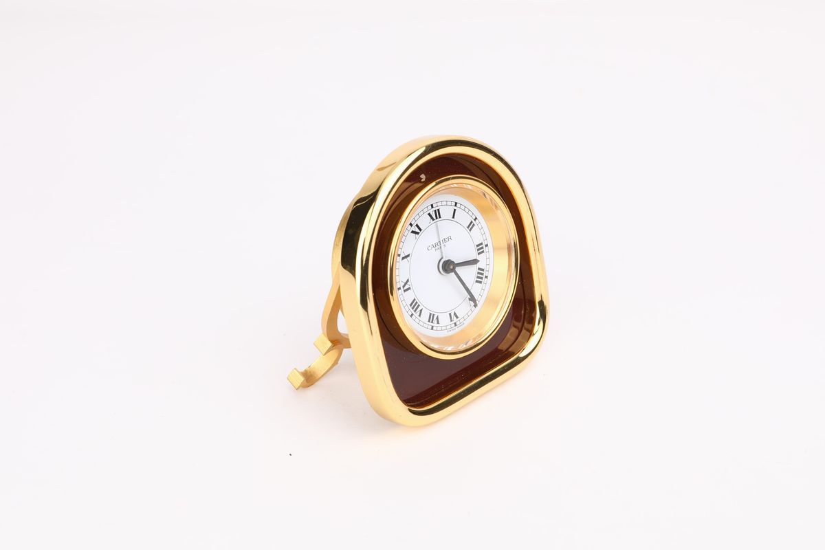Le Must Cartier - Orologio da Tavolo/viaggio con Sveglia a Carica Manuale in Metallo Dorato e Sma...