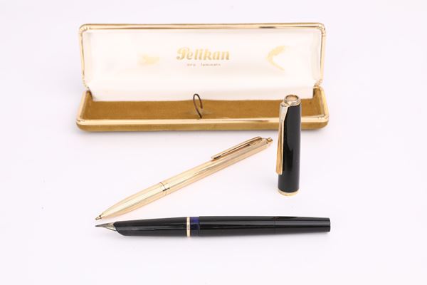 Pelikan - Penna a sfera vintage laminata in oro - Pelikan MK20 - Penna stilografica vintage in vernice con particolari dorati