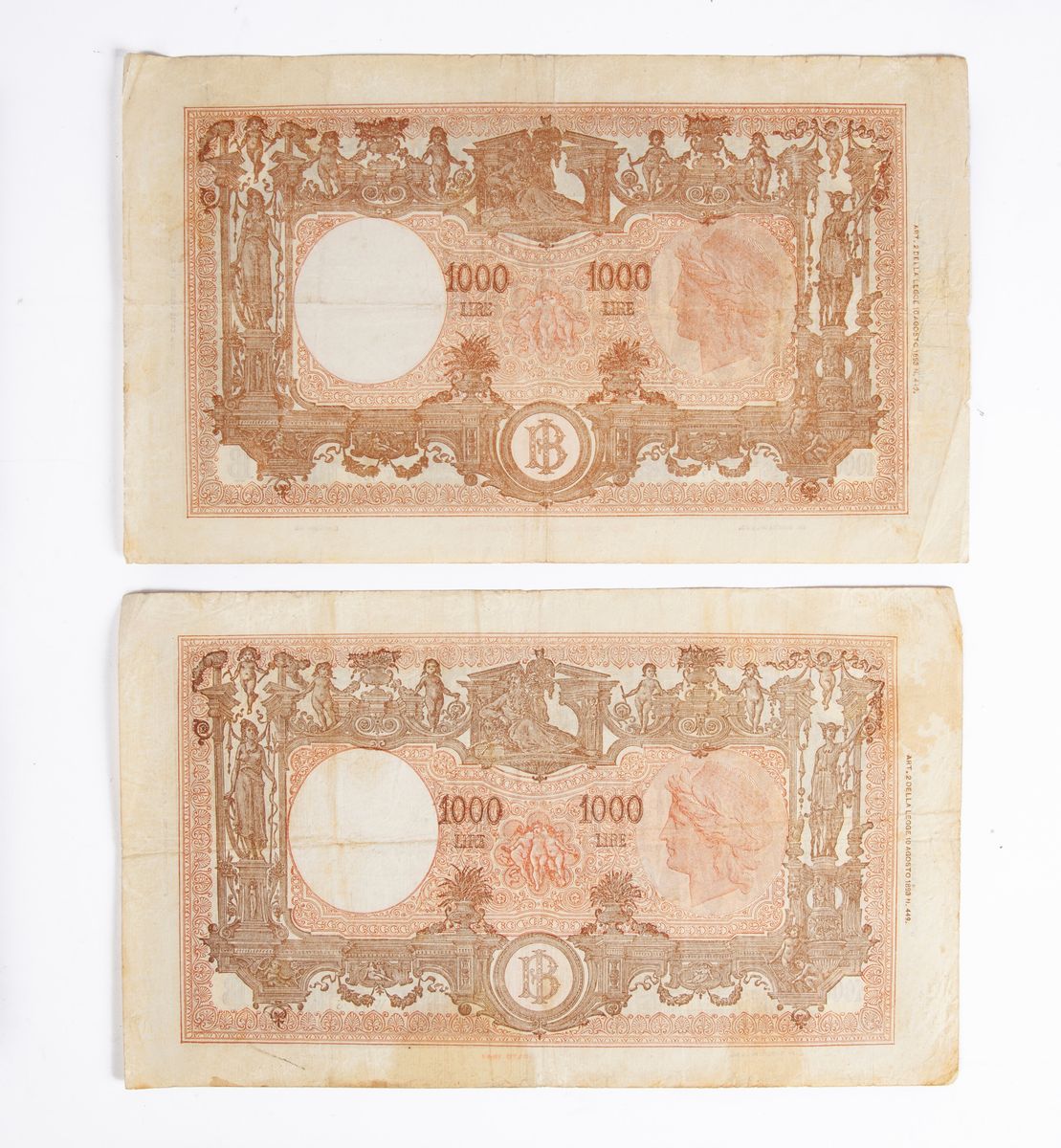 Lotto 2 Banconote da Mille Lire Repubblica Italiana