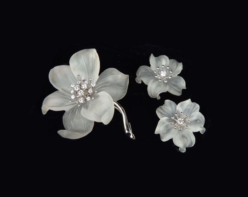 Parure in Oro e Cristallo di Rocca con Brillanti