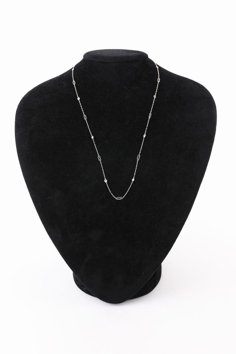 Catena in Platino Tipo Tiffany con Brillanti
