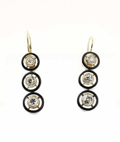 Orecchini in Oro, Brillanti e Smalto