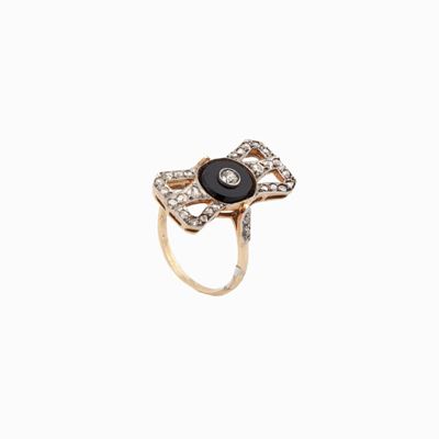 Anello Liberty in Oro, Diamanti e Onice