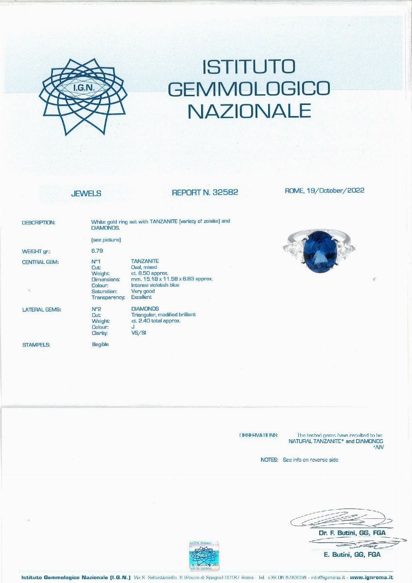 Anello in Oro con Tanzanite e Brillanti