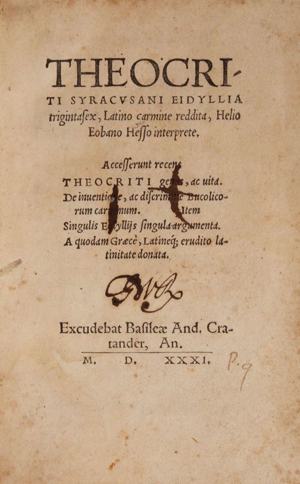 Theocriti Syracusani Eidyllia trigintasex, Latino carmine reddita, Helio Eobano Hesso interprete
