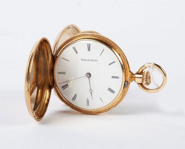 Tiffany - orologio da tasca savonette guilloche remontoir in oro