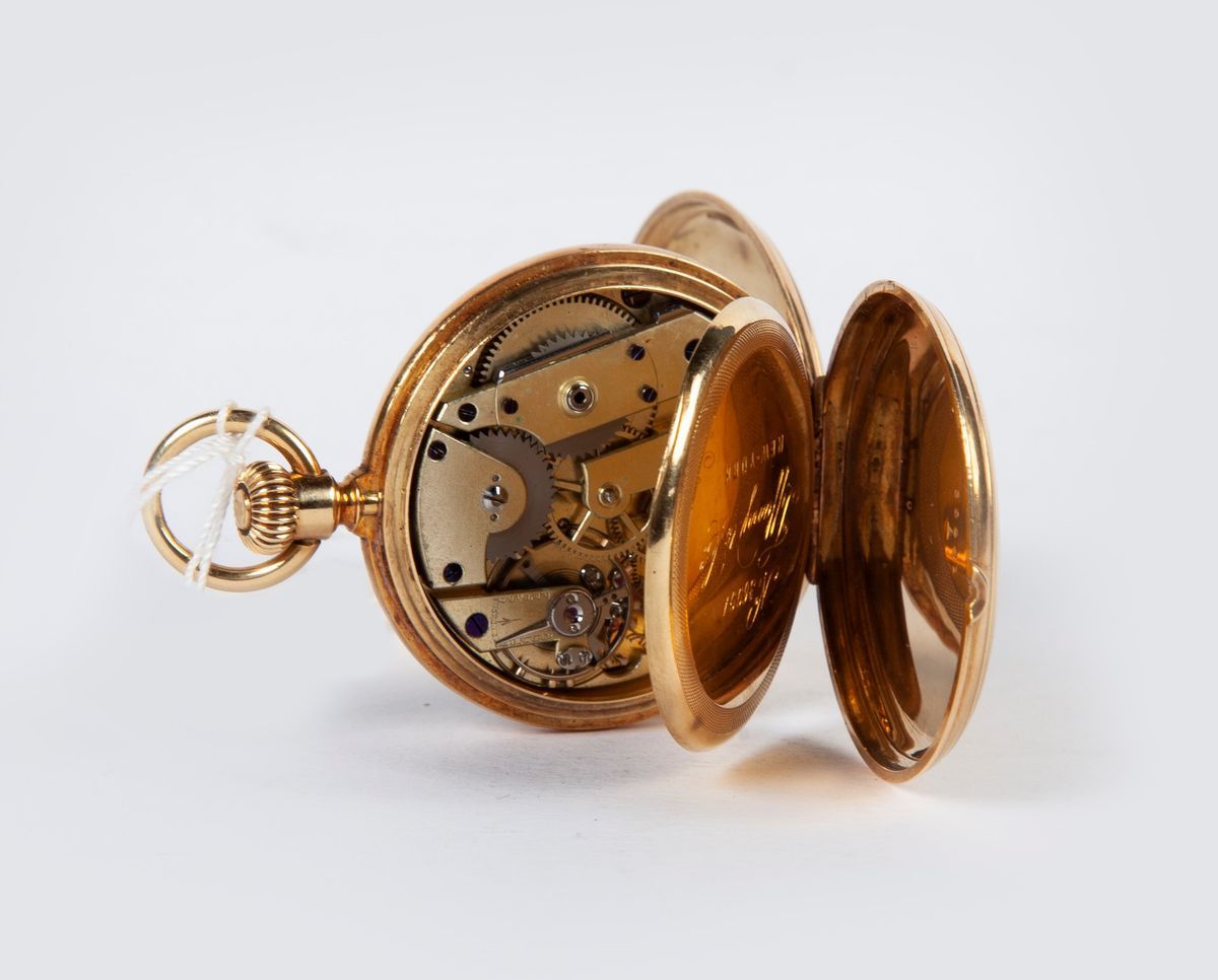 Tiffany - Orologio da Tasca Savonette Guilloche Remontoir in Oro