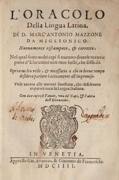 Marcantonio Mazzone. L'oracolo della Lingua Latina