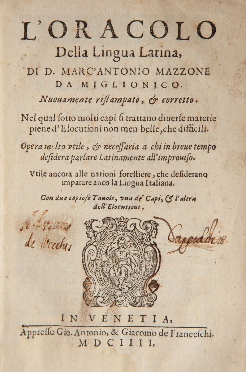 Marcantonio Mazzone. L'oracolo della Lingua Latina