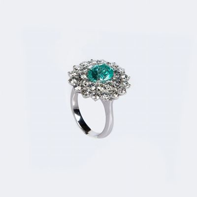 Anello in Oro Tormalina Paraiba e Brillanti