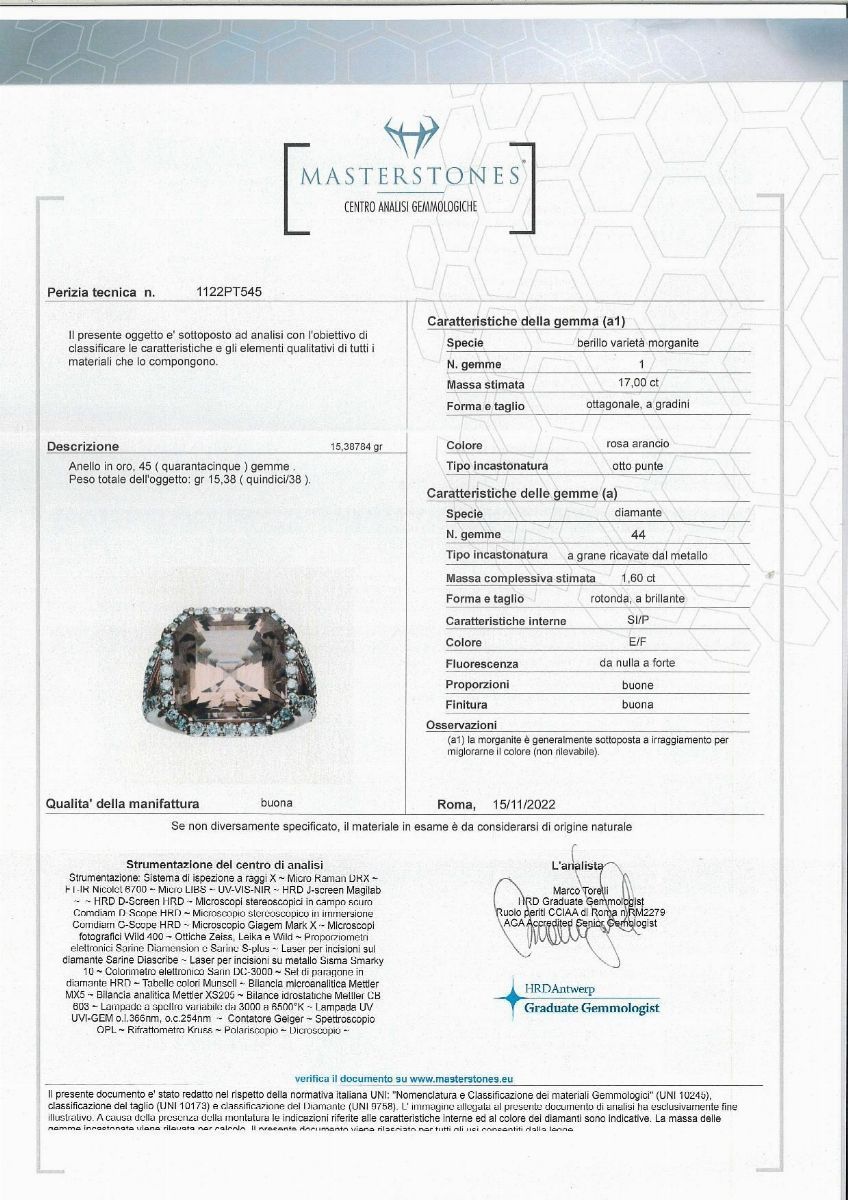 Anello in Oro Rosa con Morganite e Brillanti