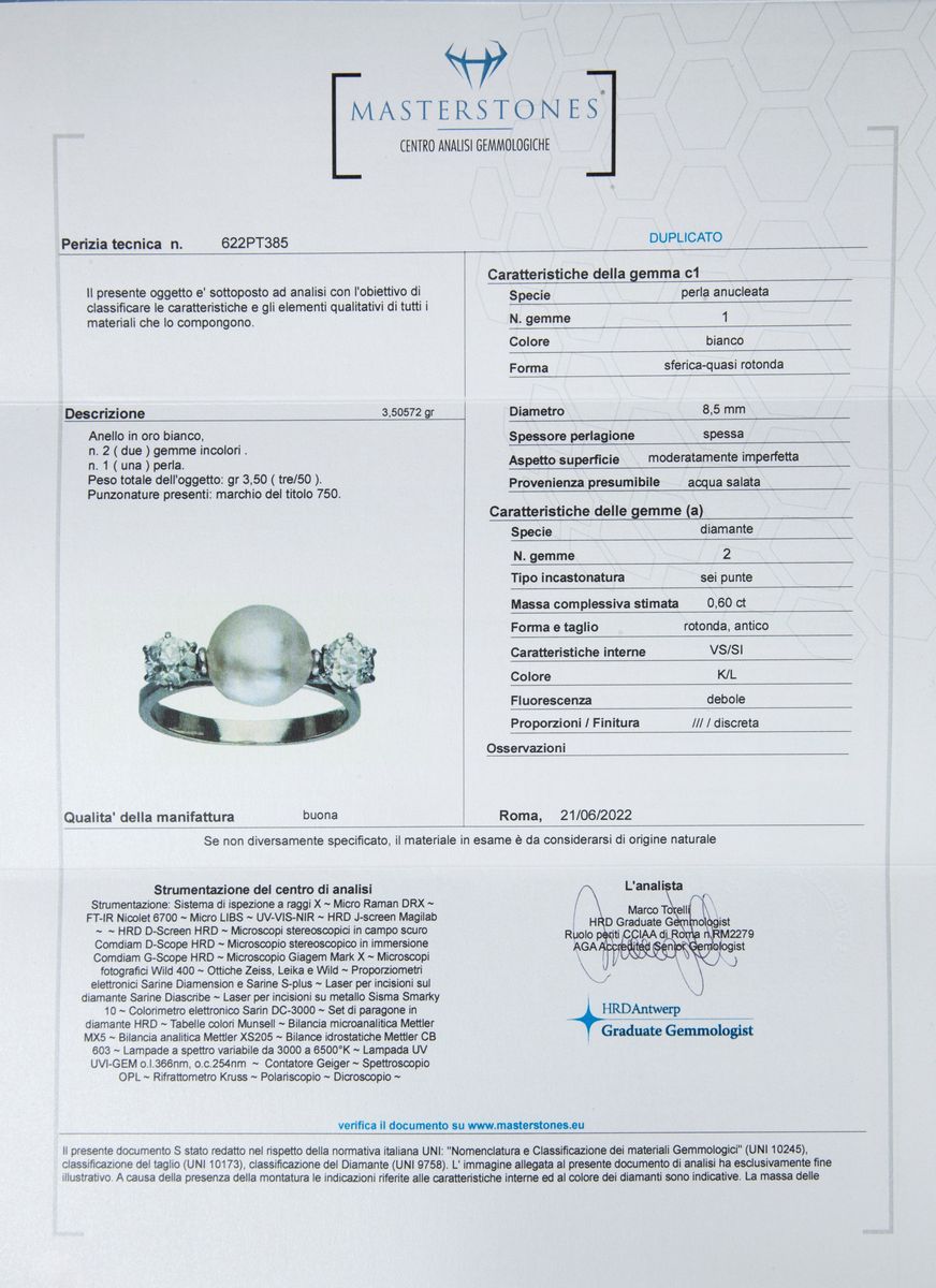Anello in Oro con Perla Spontanea e Brillanti