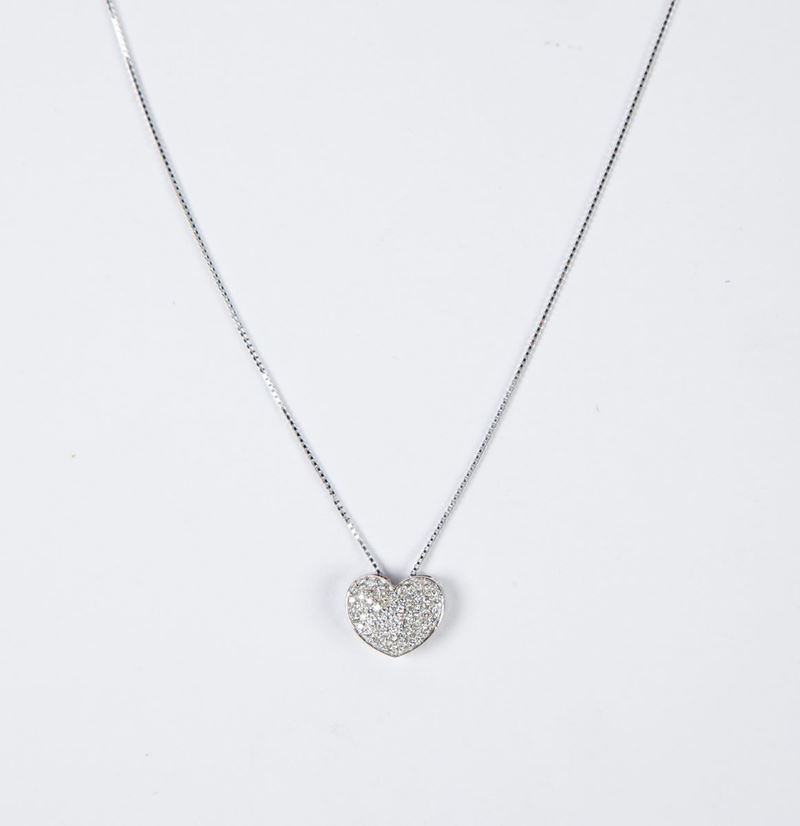 Pendente a Cuore in Oro con Brillanti