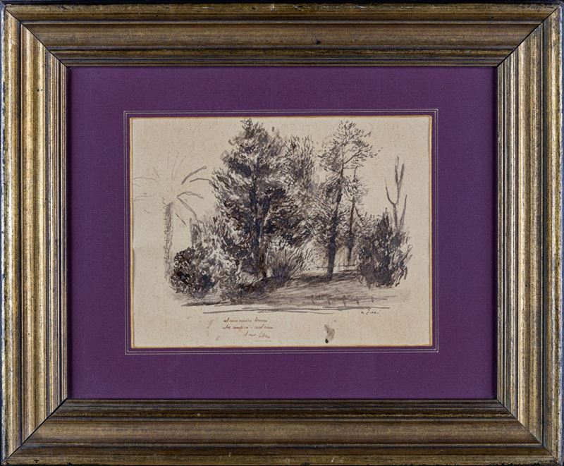 Alberto Ziveri - Paesaggio con Alberi e Palme