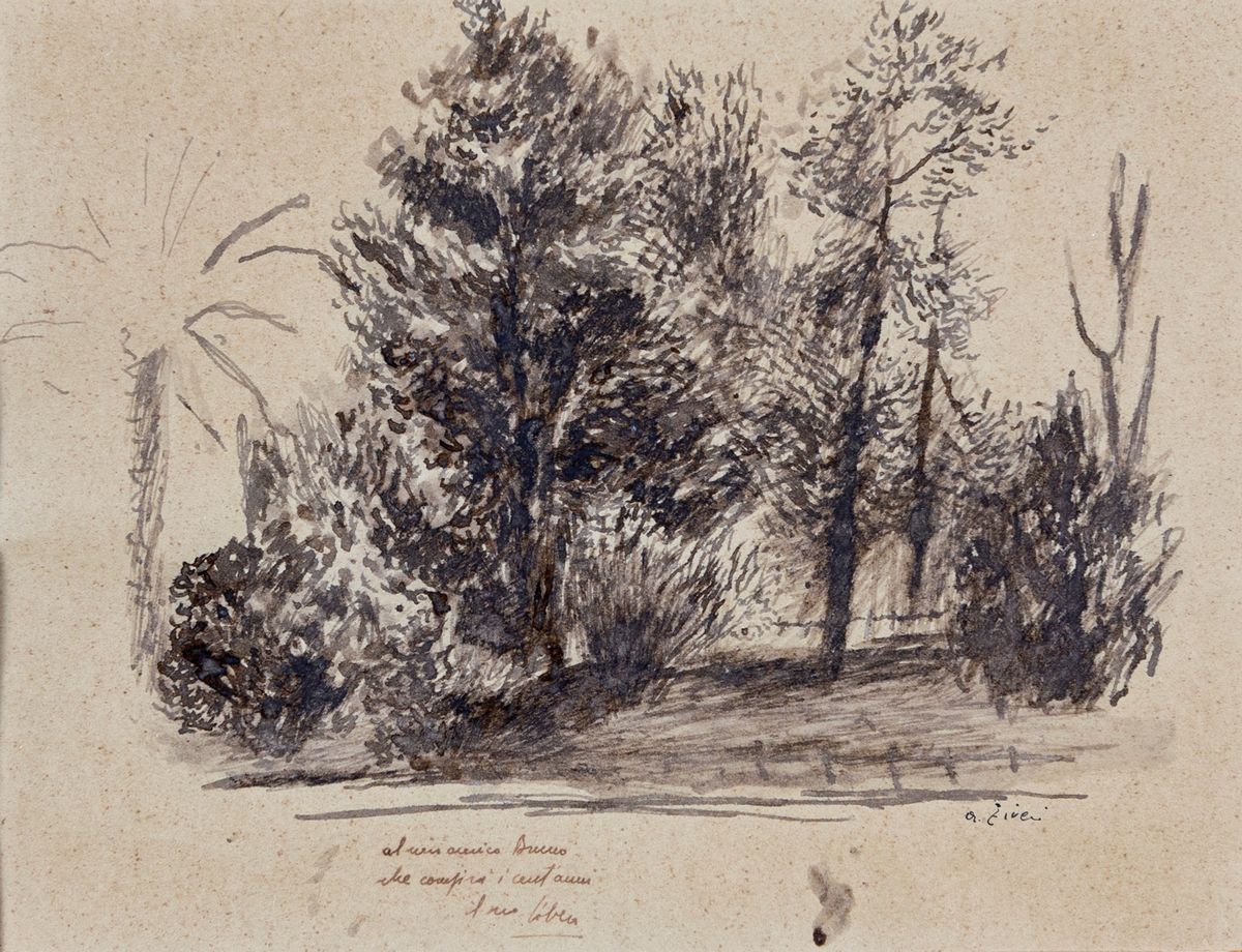 Alberto Ziveri - Paesaggio con Alberi e Palme