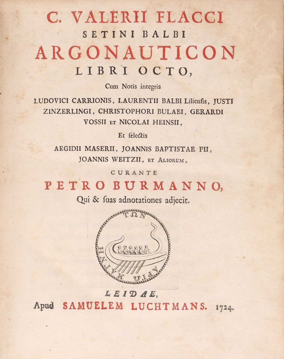 C. Valerii Flacci. Setini Balbi. Argonauticon Libri Octo Cum Notis Integris Ludovici Carrionis, L...