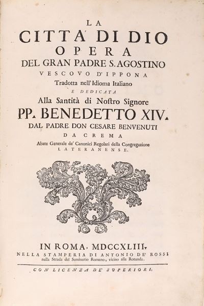 Agostino D'ippona. la Città di Dio Opera del Gran Padre S. Agostino Vescovo D'ippona Tradotta Nel...