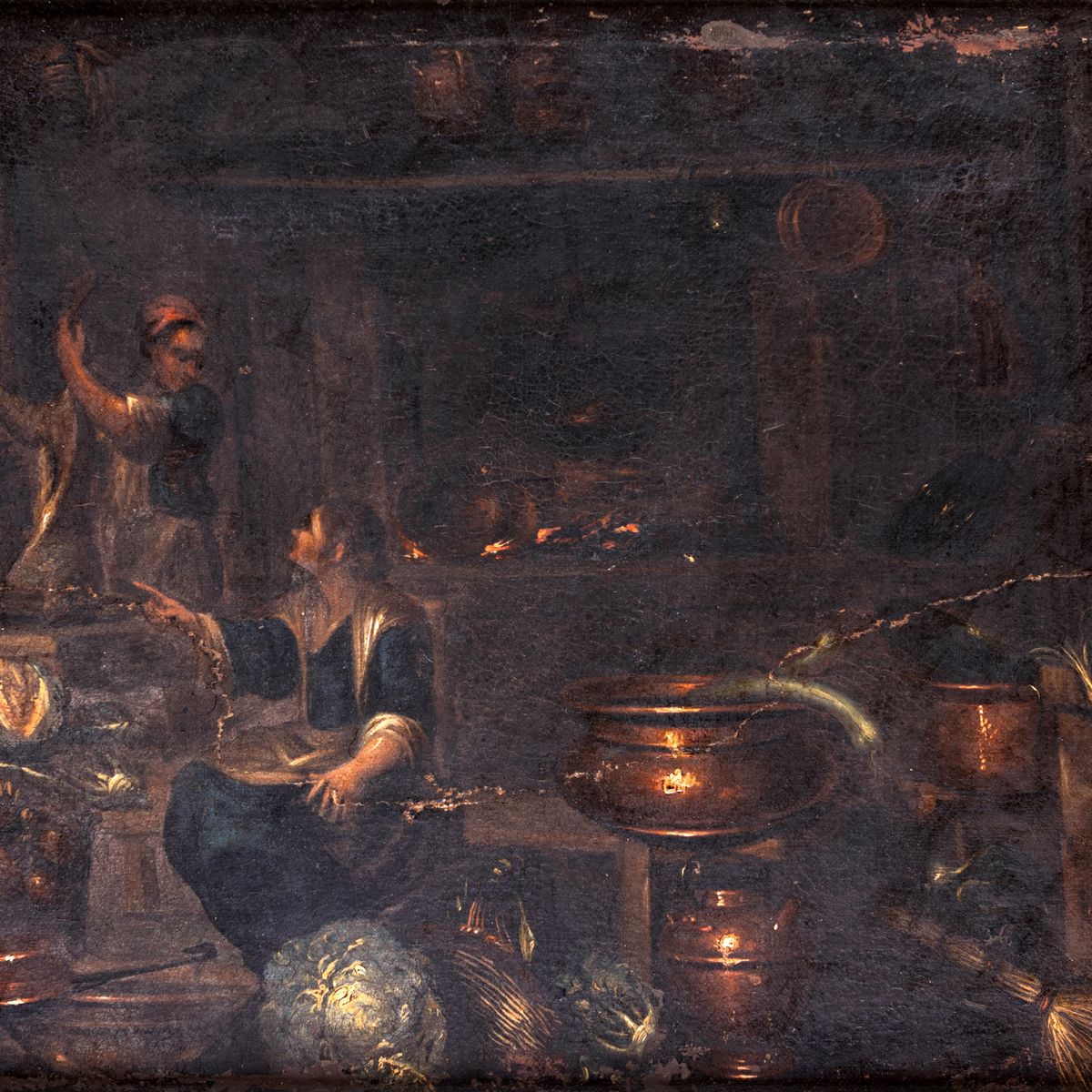 Giovanni Domenico Valentini - Coppia di Dipinti con Interni di Cucina