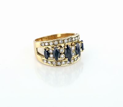 Anello in Oro, Brillanti e Zaffiri