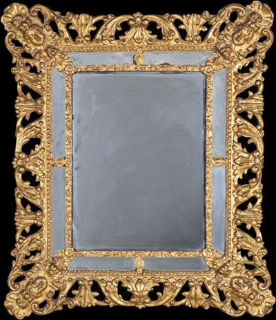 Specchiera in Legno Intagliato e Dorato, Italia Centrale, XVIII Secolo
