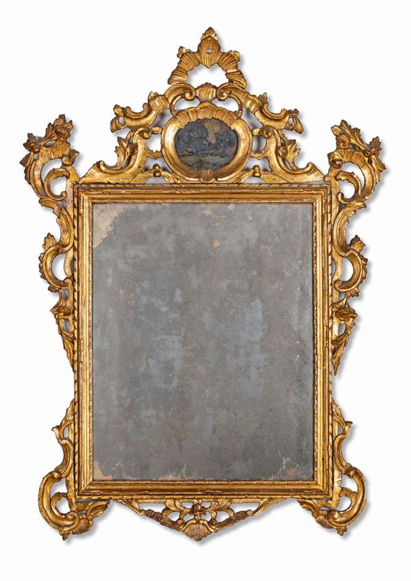 Specchiera in legno intagliato e dorato, Veneto, XVIII secolo