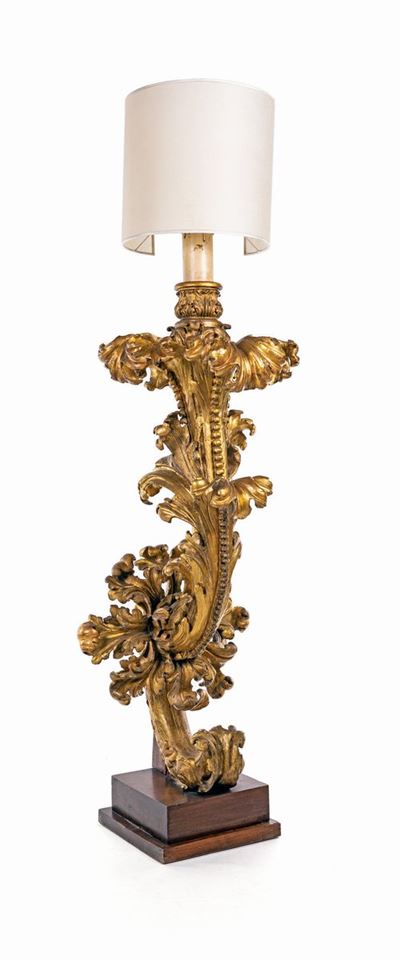 Grande Torciera in Legno Scolpito, Intagliato e Dorato, Roma, Fine del XVII Secolo