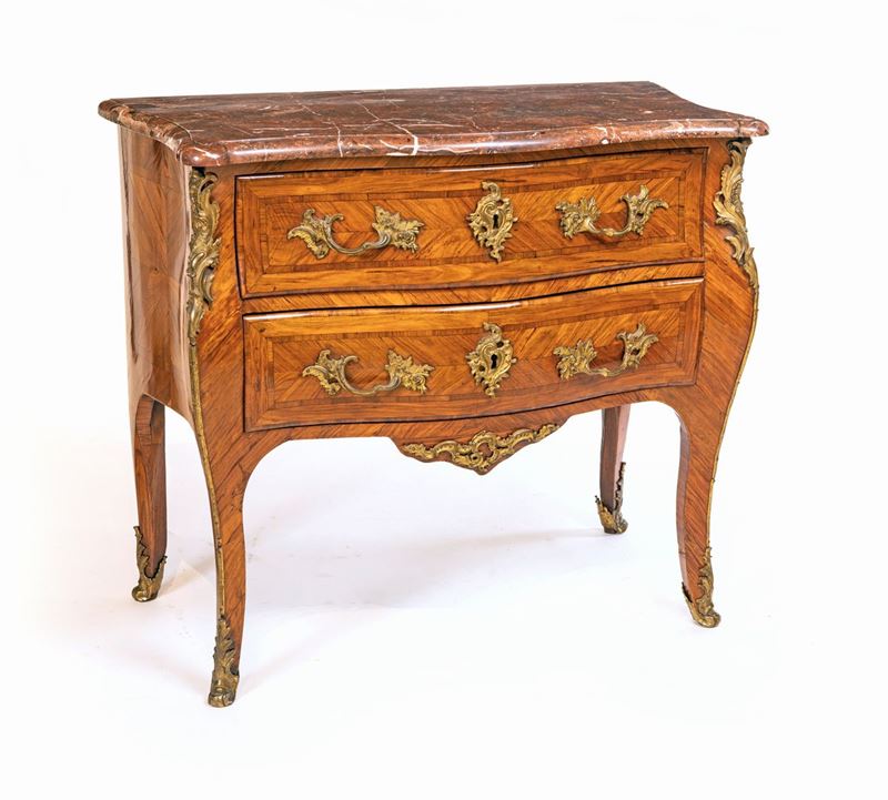 Cassettone Legno di Rosa Disposto a Spina di Pesce, Francia, Epoca Napoleone III